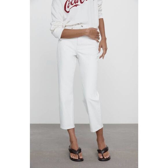 ZARA THE BLISS STRAIGHT JEANS ECRU - Picture 4 of 12